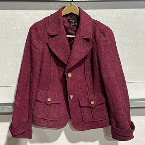 Talbots Petites Wool Blend Blazer Burgundy Plum Jacket 10P Tailored Classic
